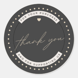 Simple Modern Thank You For Your Purchase Classic Round Sticker