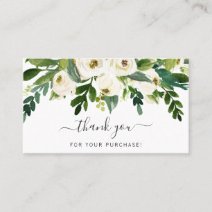 Simple Modern Thank You White Floral Elegant Business Card