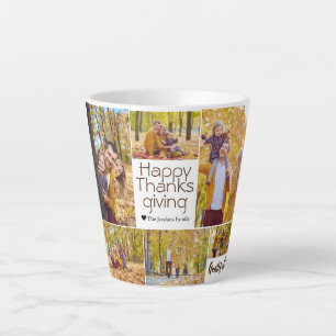 Simple Modern thanksgiving family photo collage Latte Mug
