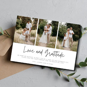 Simple Modern Three Photo Wedding Thank You