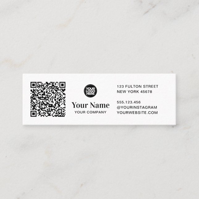 Simple modern tiny business logo Qr Code Mini Business Card (Front)