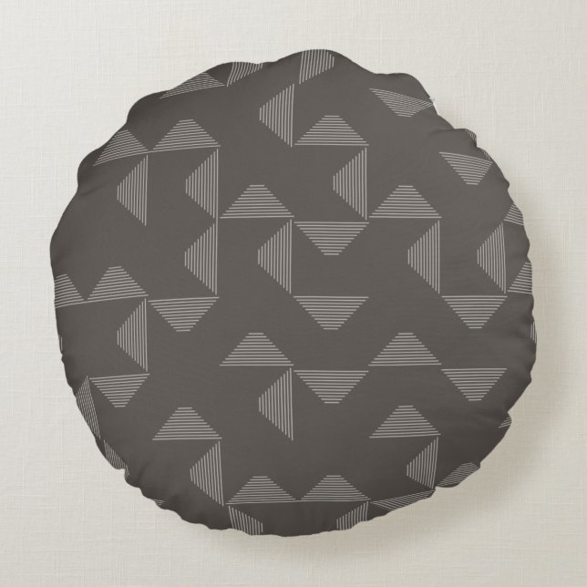 Simple, modern, trendy geometric graphic pattern round cushion (Back)