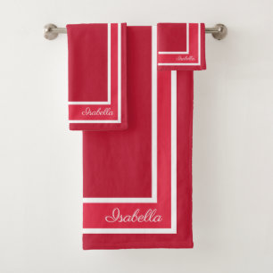 Simple Modern True Red Bath Towel Set