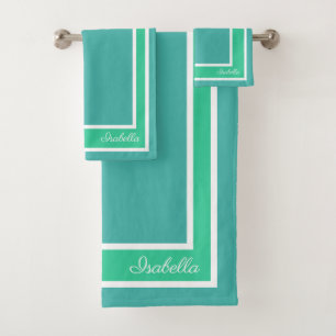 Simple Modern Turquoise Bath Towel Set