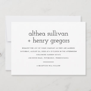 Simple Modern Two Sided Wedding Invitation