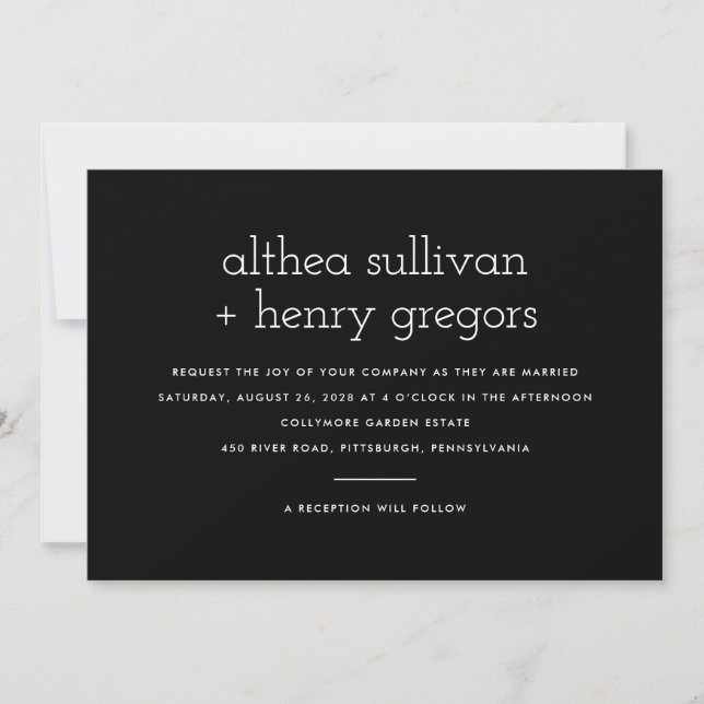 Simple Modern Two Sided Wedding  Invitation (Front)