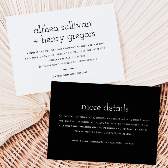Simple Modern Two Sided Wedding  Invitation (Creator Uploaded)