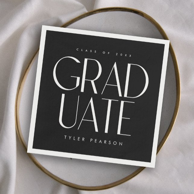 Simple Modern Type Black Graduation Party Napkins (Creator Uploaded)