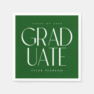 Simple Modern Type Green Graduation Party Napkin