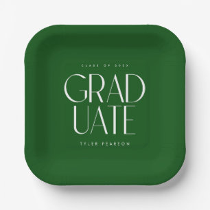 Simple Modern Type Green Graduation Party Paper Plate