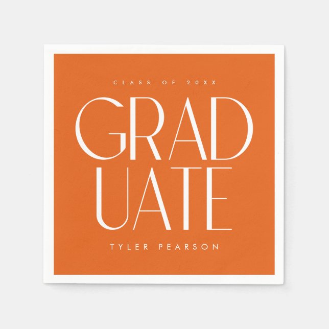 Simple Modern Type Orange Graduation Party Napkin (Front)