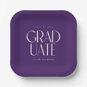 Simple Modern Type Purple Graduation Party Paper Plate