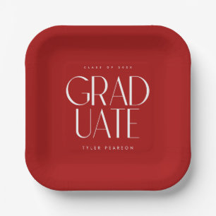 Simple Modern Type Red Graduation Party Paper Plate