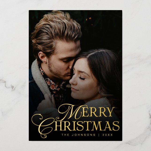 Simple Modern Typography 1 Photo Gold Christmas (Front)