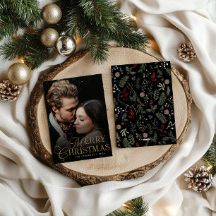 Simple Modern Typography 1 Photo Merry Christmas Holiday Card