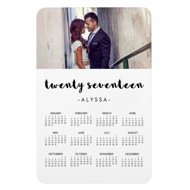 Simple Modern Typography 2017 Photo Calendar Magnet (Vertical)