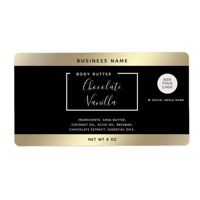 Simple modern typography black gold cosmetics logo (Front)