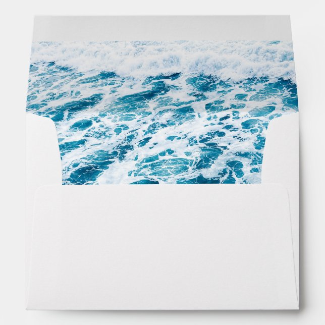 Simple Modern Typography Blue Ocean Waves Custom Envelope (Back (Bottom))