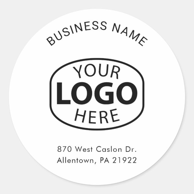 Simple Modern Typography Business Logo Custom Classic Round Sticker (Front)