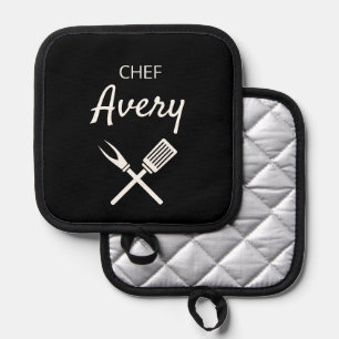 Simple Modern Typography Chef Personalised Pot Holder