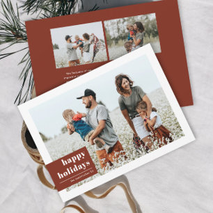 Simple Modern Typography Colour Block Photo Holiday Card