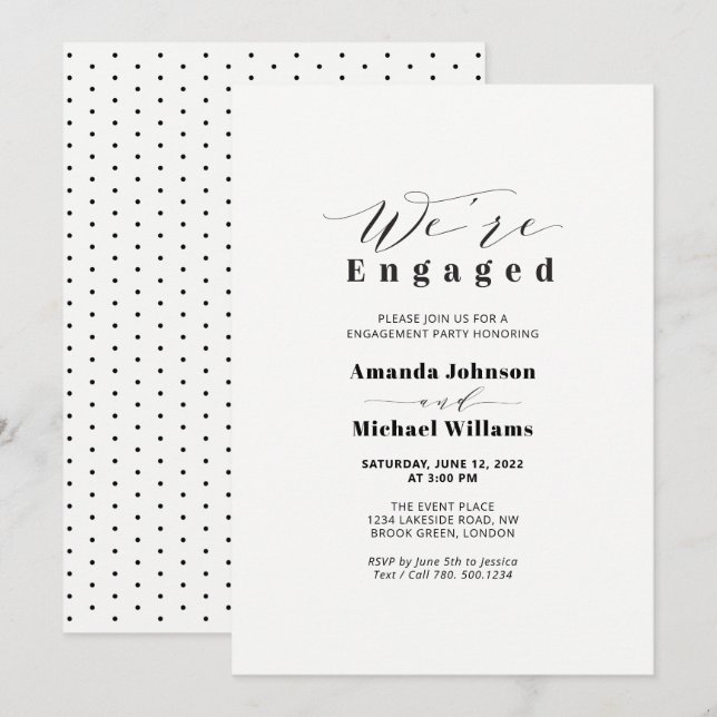 Simple Modern Typography Engagement Party Invitati Invitation (Front/Back)