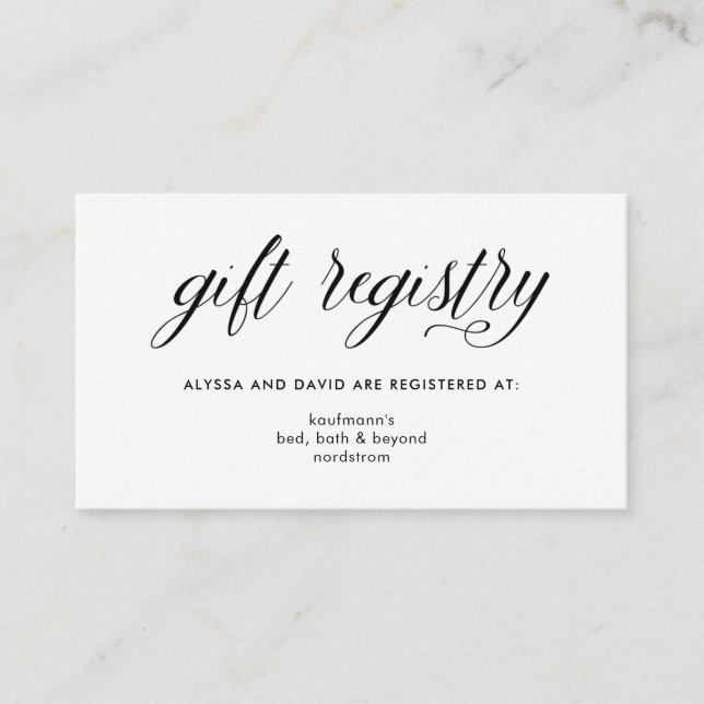 Simple Modern Typography | Gift Registry Insert (Front)