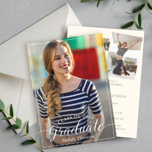 Simple Modern Typography Graduation Party 3 Photo  Invitation