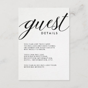 Simple Modern Typography Guest Information Enclosure Card