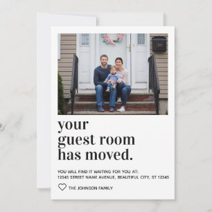Simple Modern Typography Guest Room Photo Moving Announcement