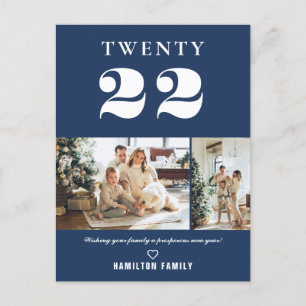 Simple Modern Typography New Year Two Photo Postcard