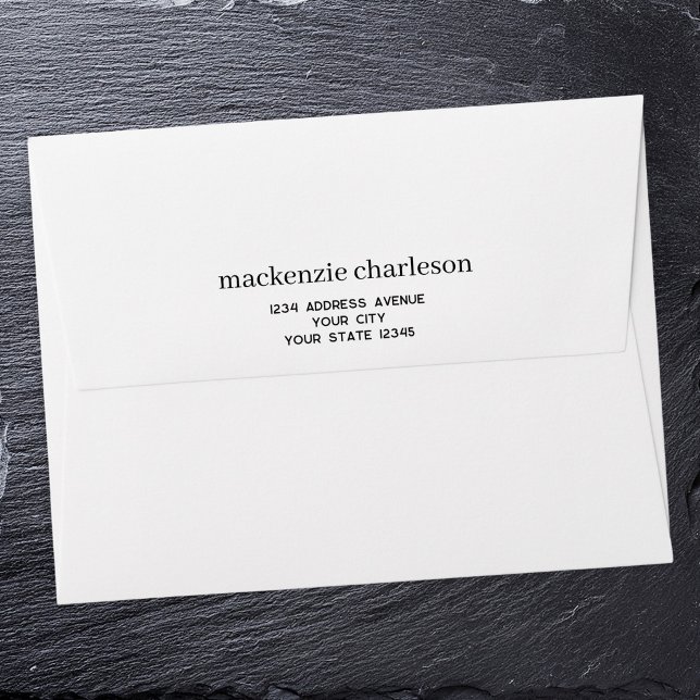 Simple Modern Typography Personalised Address Envelope (Simple modern minimalisty typography personalized name address envelopes)