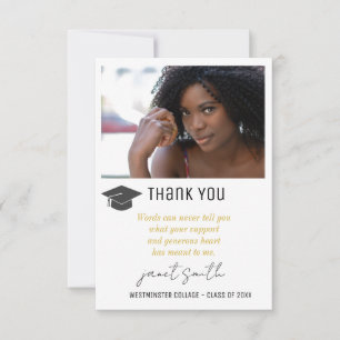 Simple Modern Typography Photo Graduation Thank You Card