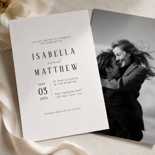 Simple Modern Typography Photo Wedding Invitation