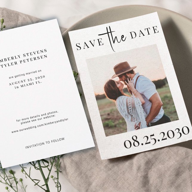 Simple modern typography photo wedding save the date (Creator Uploaded)