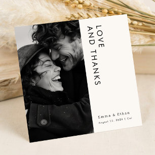 Simple Modern Typography Photo Wedding Thank You Card