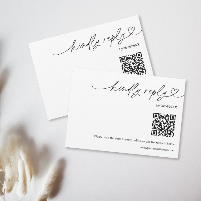 Simple Modern Typography QR Code Kindly Respond RSVP Card (Simple Modern Typography QR Code Kindly Respond RSVP Card)