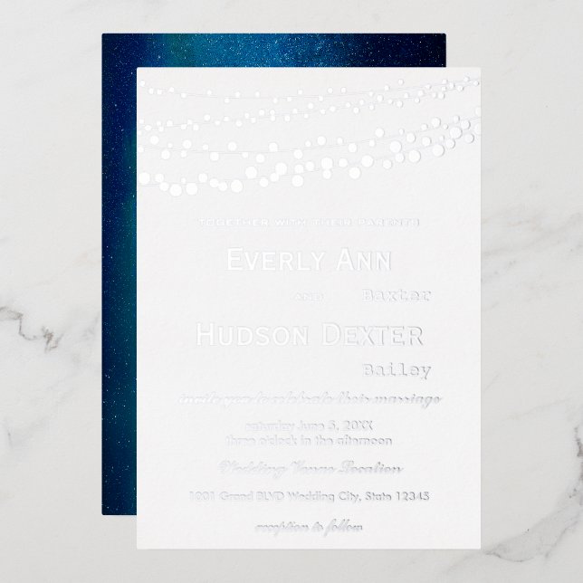 Simple Modern Typography Silver Galaxy Wedding     (Front/Back)