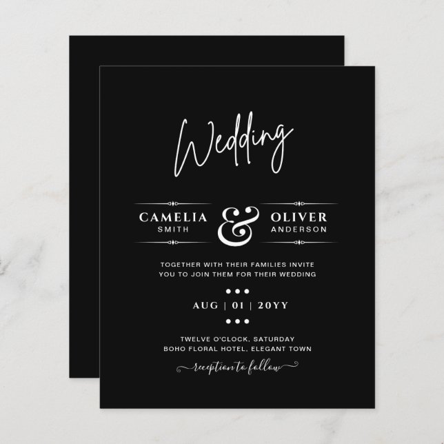 Simple Modern Typography Themed Colorways Wedding (Front/Back)