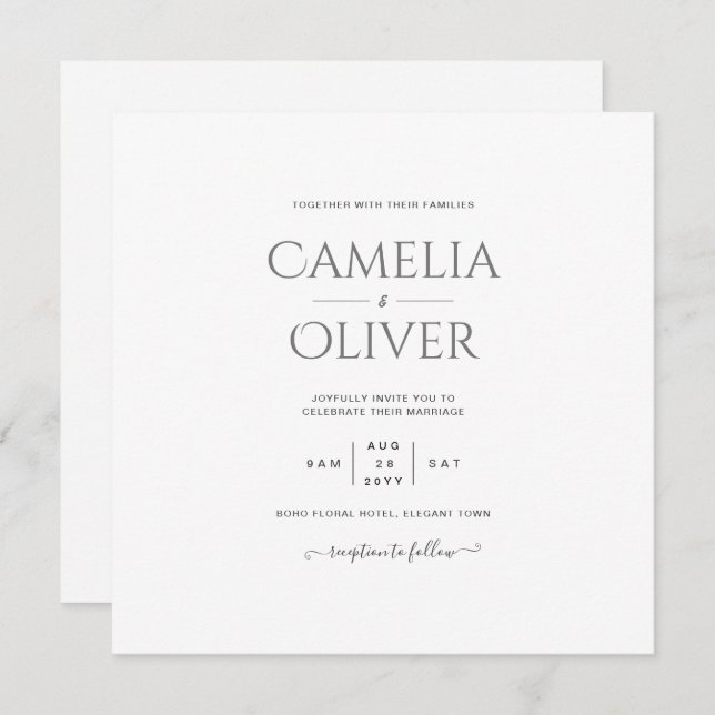 Simple Modern Typography Themed Colorways Wedding Invitation (Front/Back)