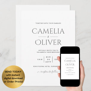 Simple Modern Typography Themed Colorways Wedding Invitation