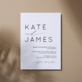 Simple Modern Typography Wedding Invitation