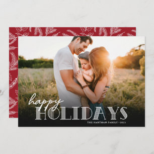 Simple Modern Typography White Happy Photo Holiday Card