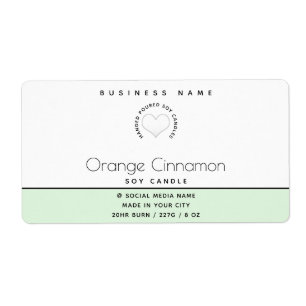 Simple modern  typography white heart  candle labe