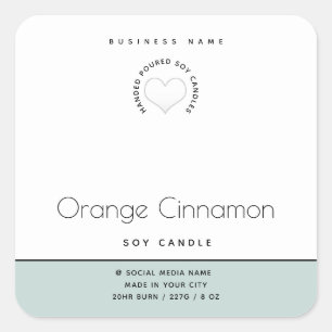 Simple modern typography white heart candle square sticker