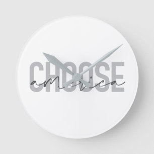 Simple, modern, urban cool design Choose America Round Clock