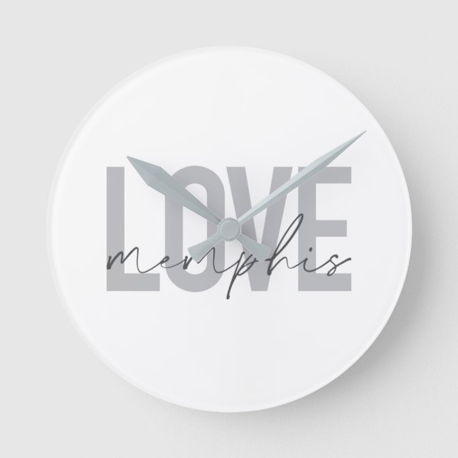Simple, modern, urban, cool design Love Memphis Round Clock (Front)