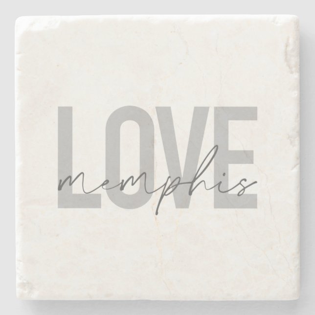 Simple, modern, urban, cool design Love Memphis Stone Coaster (Front)
