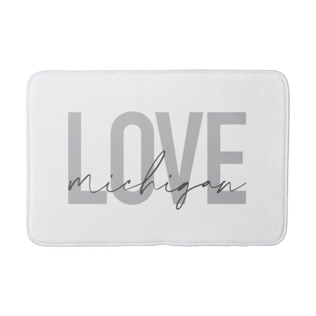 Simple, modern, urban, cool design Love Michigan Bath Mat (Front)