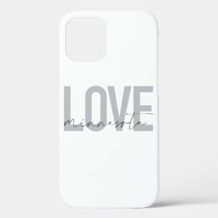 Simple, modern, urban, cool design Love Minnesota iPhone 12 Case